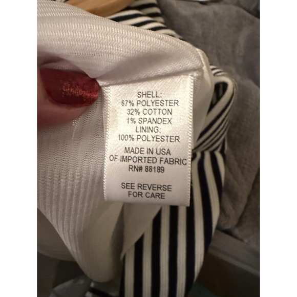 Lilly Pulitzer Dress Briella Navy White Stripe Cap Sleeve Zip Back A Line XS - Picture 10 of 11